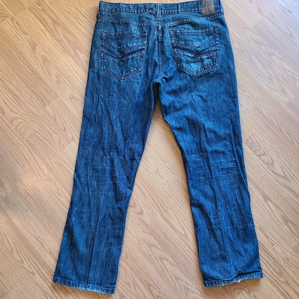 MARC ECKO CUT & SEW SLIM FIT JEANS RIGID 100% COTTON DENIM WHISKER DARK WASH 36S